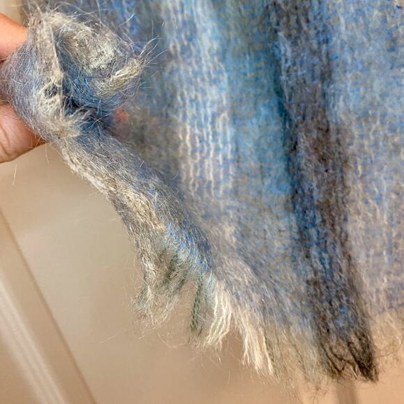 Samuel Tweed & Co Vintage Royal Scot Mohair Blue Knit Wool Scarf Unisex One Size - Picture 8 of 16